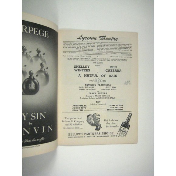 A Hateful Rain Playbill 1956 Shelley Winters Ben Gazzara Franciosa Silvera - Picture 2 of 4